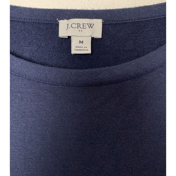 J CREW Pullover Top Navy Blue With Pleated Floral Hem Medium NEW - Picture 4 of 4